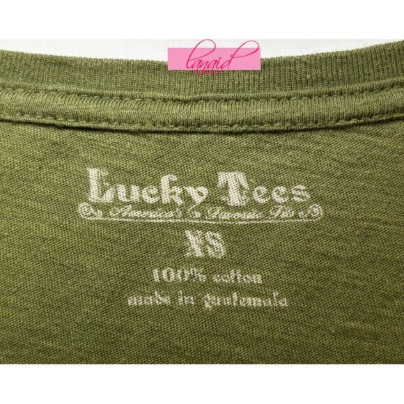 Lucky Asian Chinese Oriental V-Neck Guanyin Goddess Olive Distressed Edgy Tee XS - Picture 7 of 9
